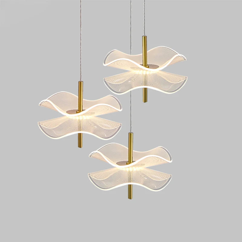 lustre acrylique design feuille de lotus pour décoration intérieure - vue 1 sur 8