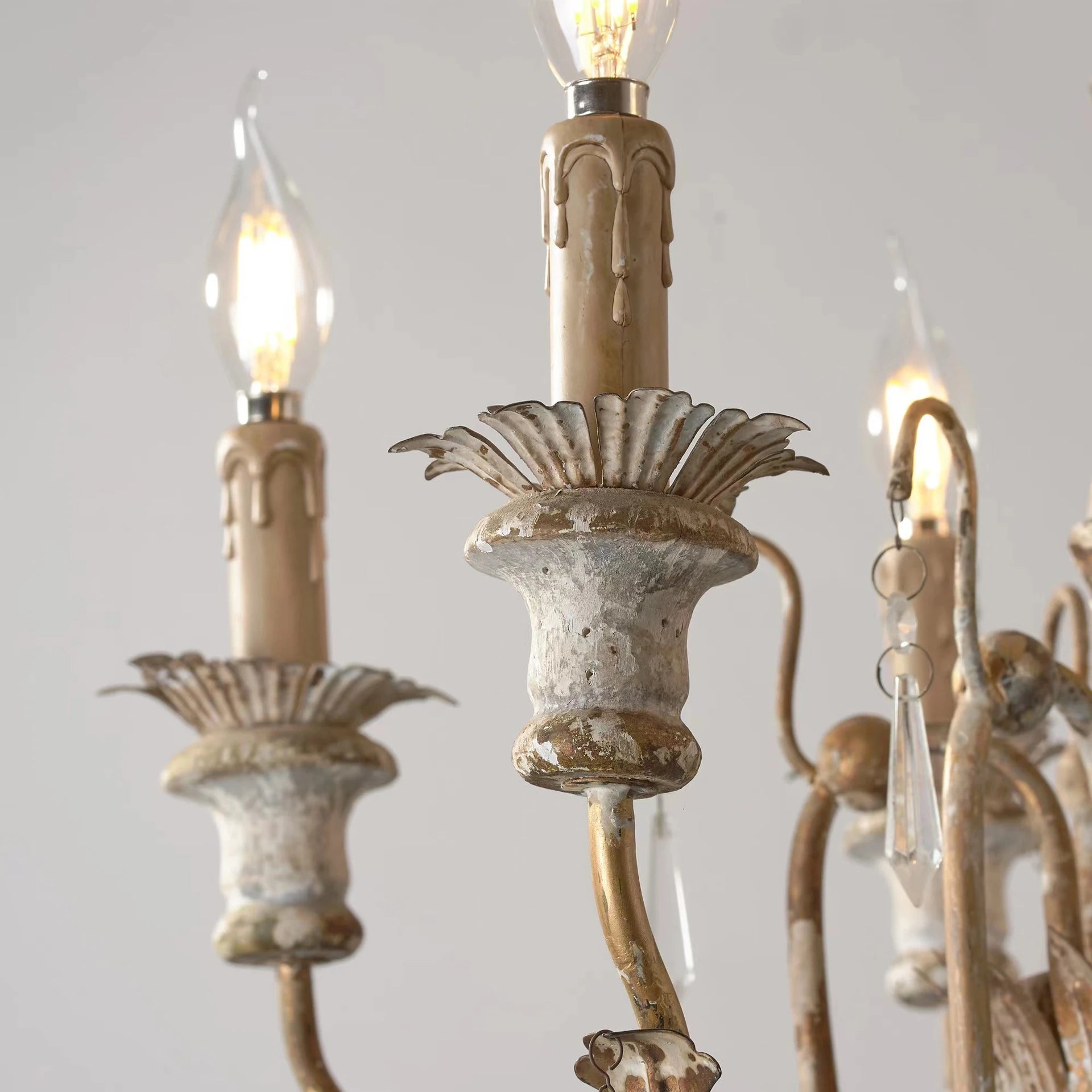 lustre en bois vintage français design art pour salon - vue 6 sur 6
