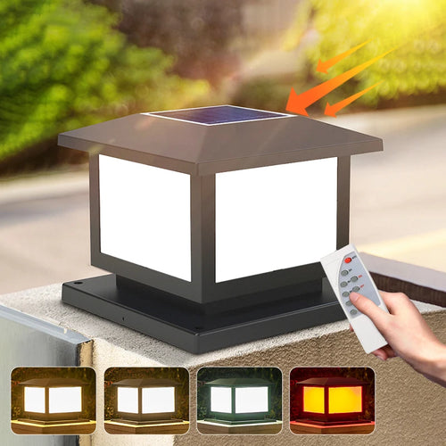 pilier solaire led étanche avec télécommande pour éclairage extérieur - vue 2 sur 8