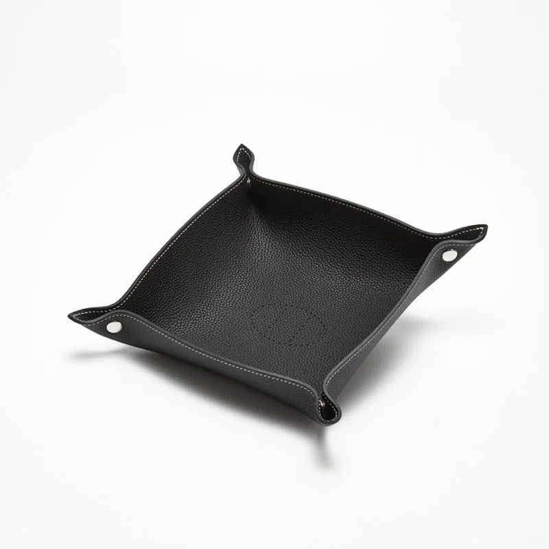 plateau de rangement en cuir pliable pour divers objets - vue 10 sur 10