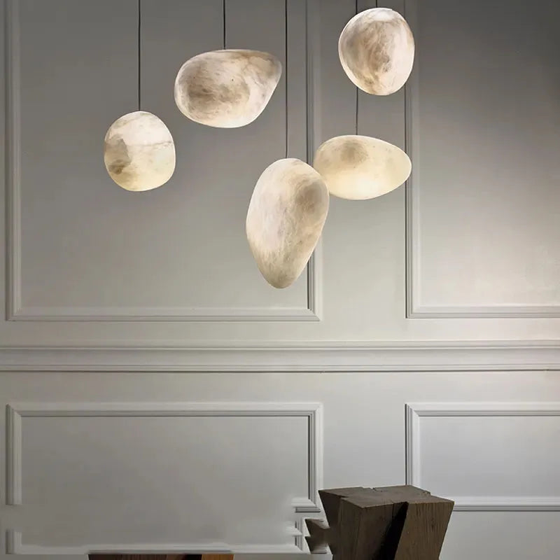 lustre moderne led texture naturelle marbre - vue 3 sur 10