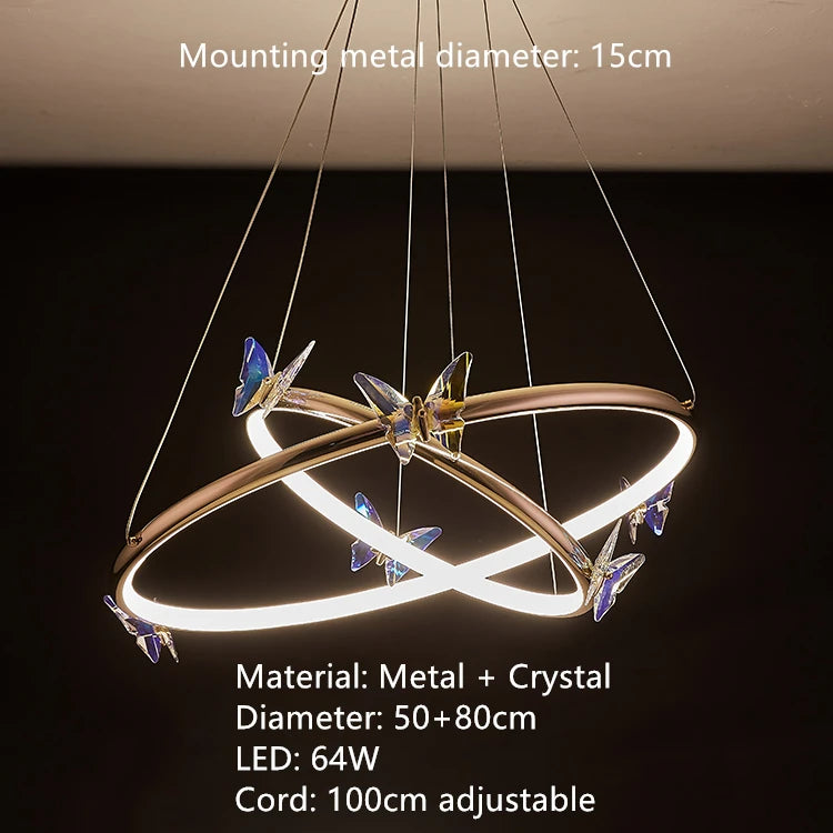 applique murale led papillon en cristal design moderne - vue 18 sur 19