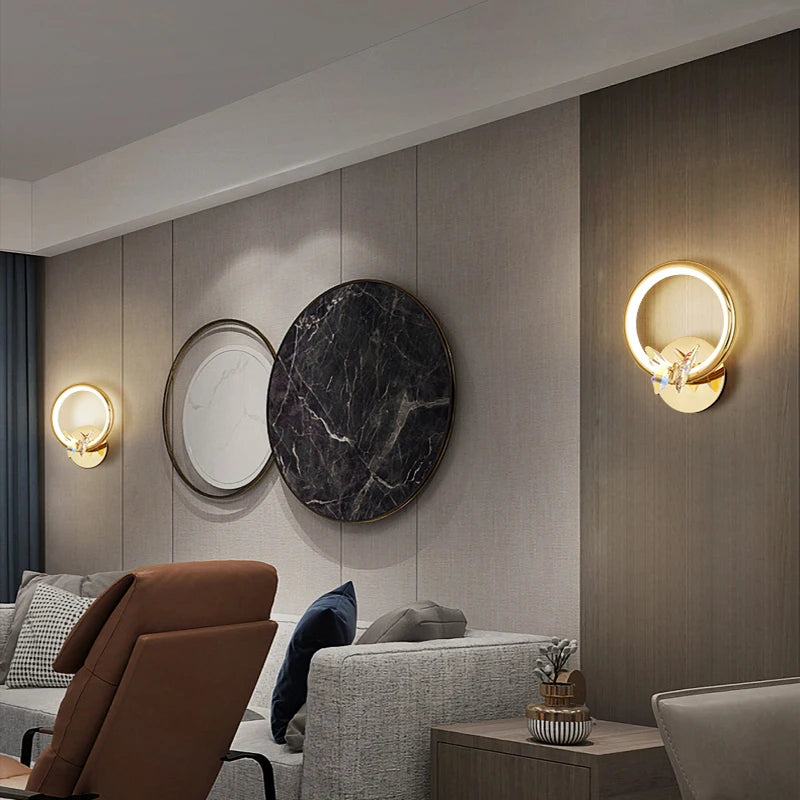 applique murale led papillon en cristal design moderne - vue 3 sur 19