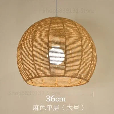 luminaire led nordique moderne en fer et corde de chanvre - vue 12 sur 14