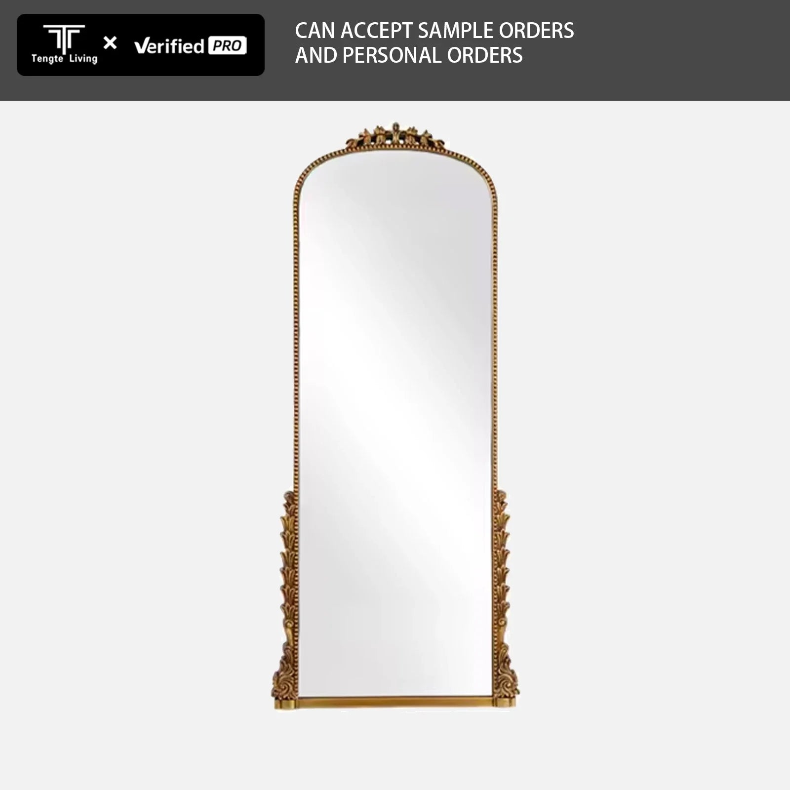 miroir mural doré en pu français design élégant pleine longueur - vue 3 sur 7