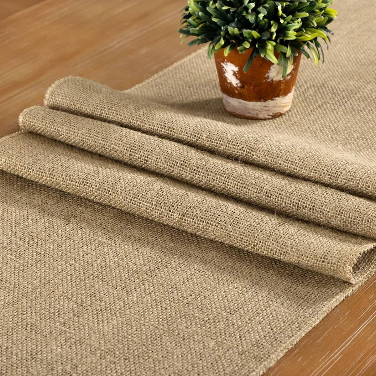 Chemin de table jute beige style rustique ferme - vue 3 sur 6