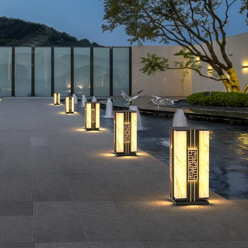 lampe extérieure solaire décorative imitation marbre pour jardin - vue 4 sur 8