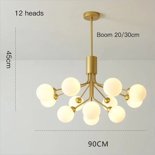 lustre moderne en verre à bulles et fleurs décoratif - vue 11 sur 12