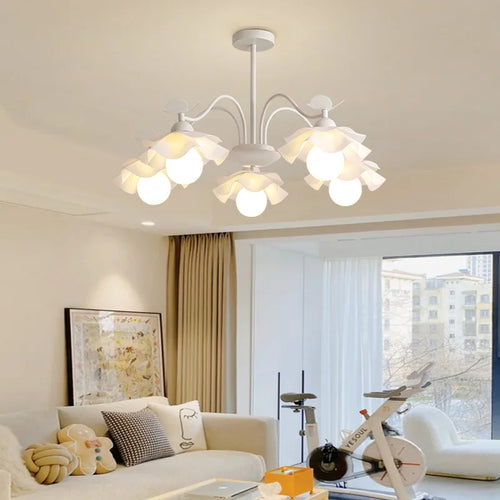 lustre nordique à fleurs style crémeux pour diverses pièces - vue 3 sur 7