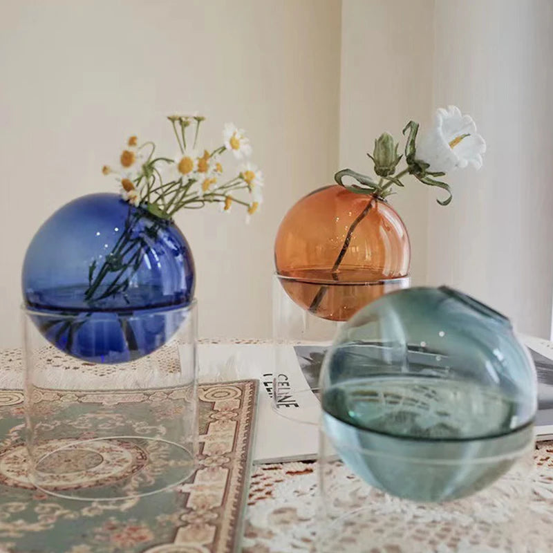 mini vase rond en verre pour décoration hydroponique écologique - vue 3 sur 18