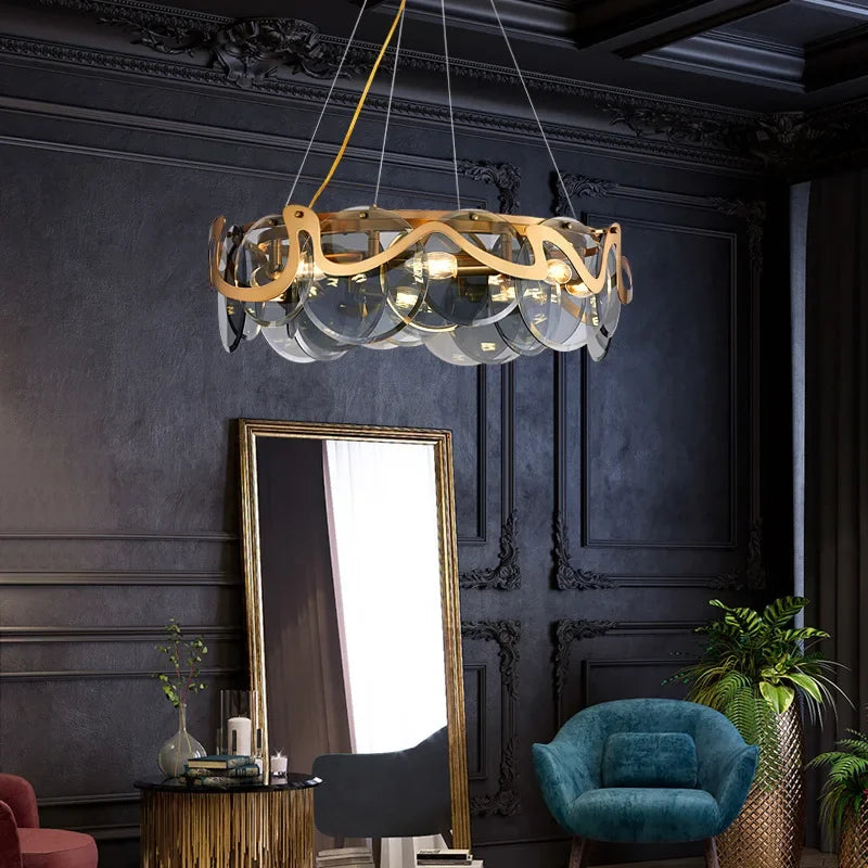 lustre LED de luxe pour décoration intérieure en verre élégant - vue 3 sur 12