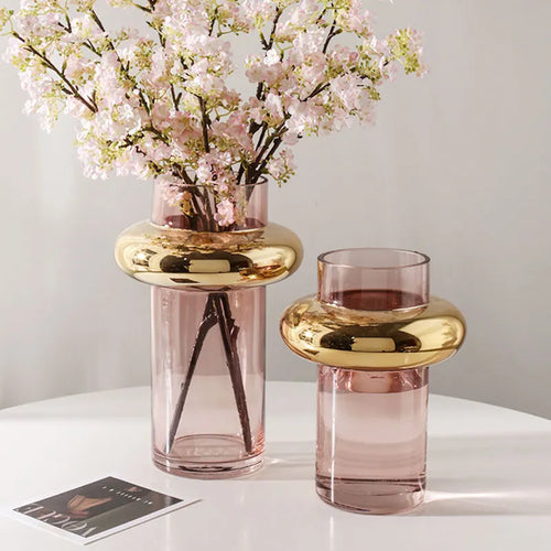vase en verre doré nordique pour fleurs hydroponiques décoration intérieure - vue 2 sur 10