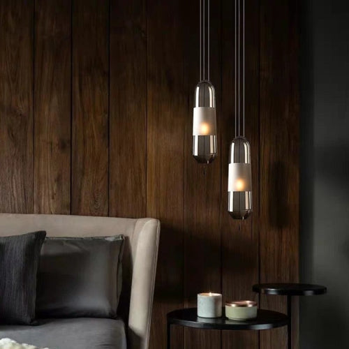 Suspension design LED avec abat-jour en verre Favia - vue 6 sur 10