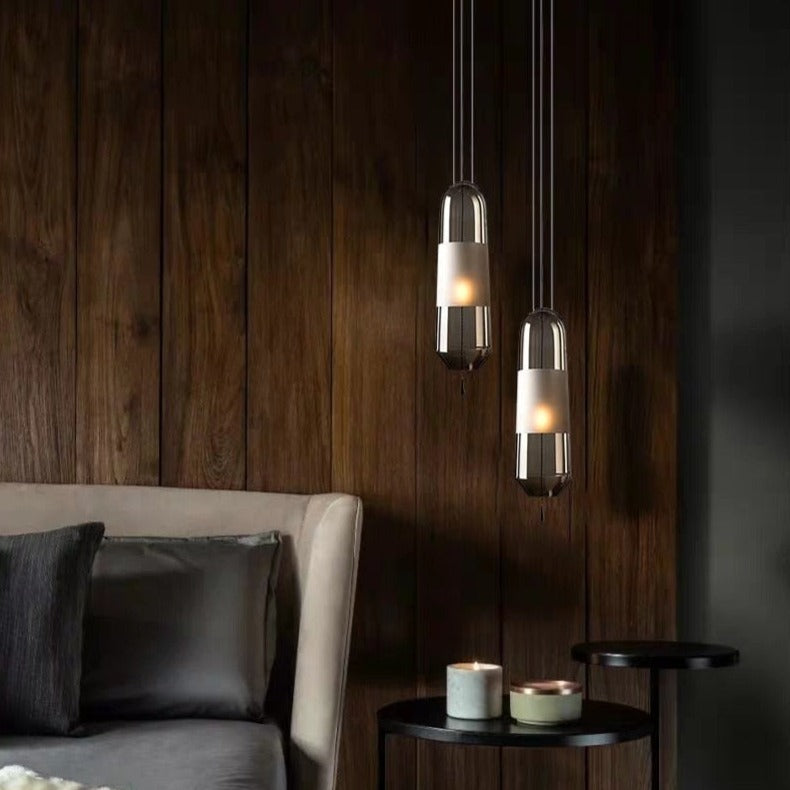 Suspension design LED avec abat-jour en verre Favia - vue 5 sur 10