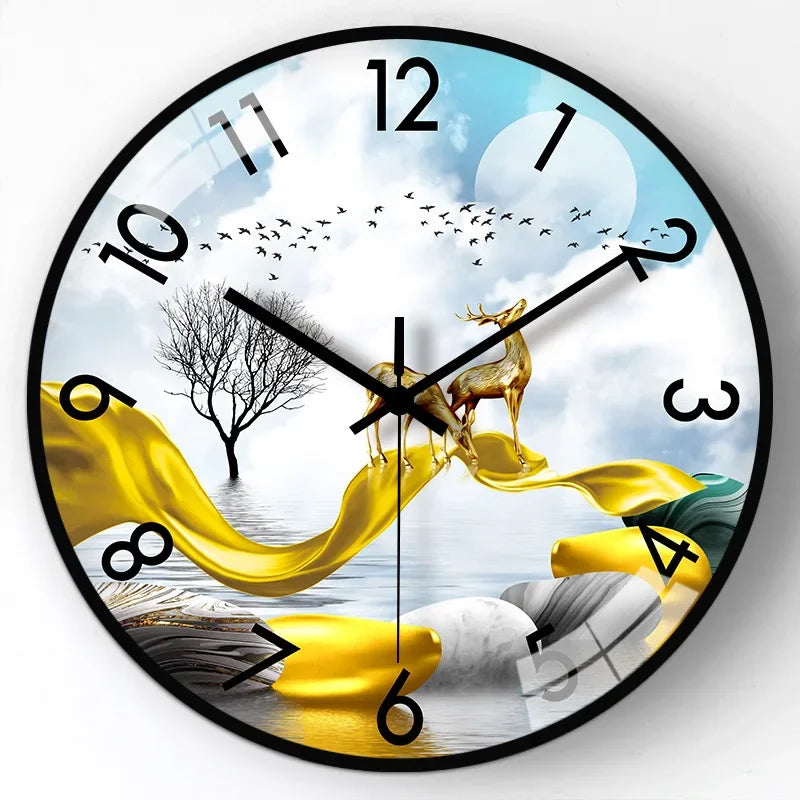 horloge murale en verre design moderne style chinois créatif et muet - vue 11 sur 11
