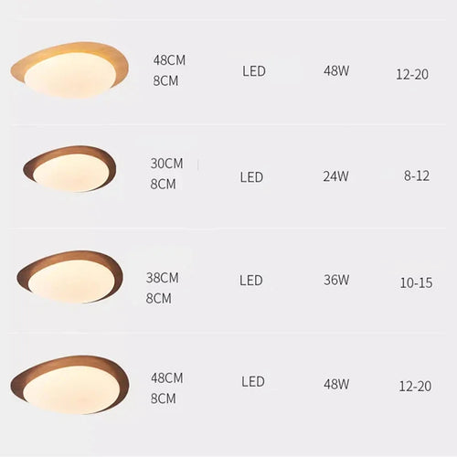 plafonnier led en bois nordique acrylique avec galets noyer - vue 6 sur 12