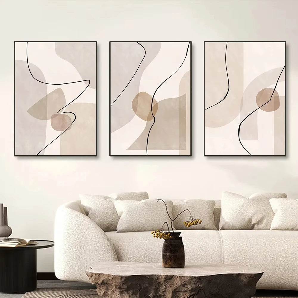 Tableau  art mural abstrait géométrique moderne pour décoration intérieure - vue 5 sur 9