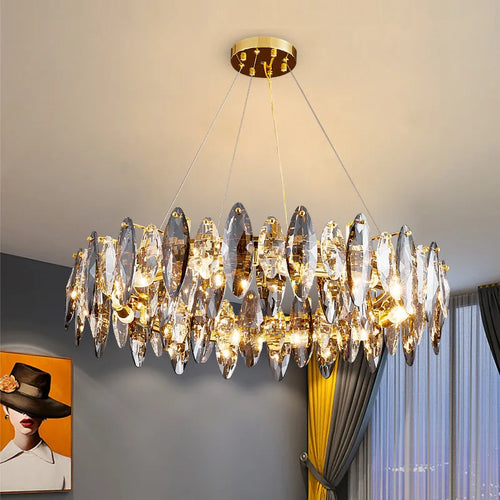 lustre vintage art déco en cristal pour éclairage intérieur - vue 2 sur 11