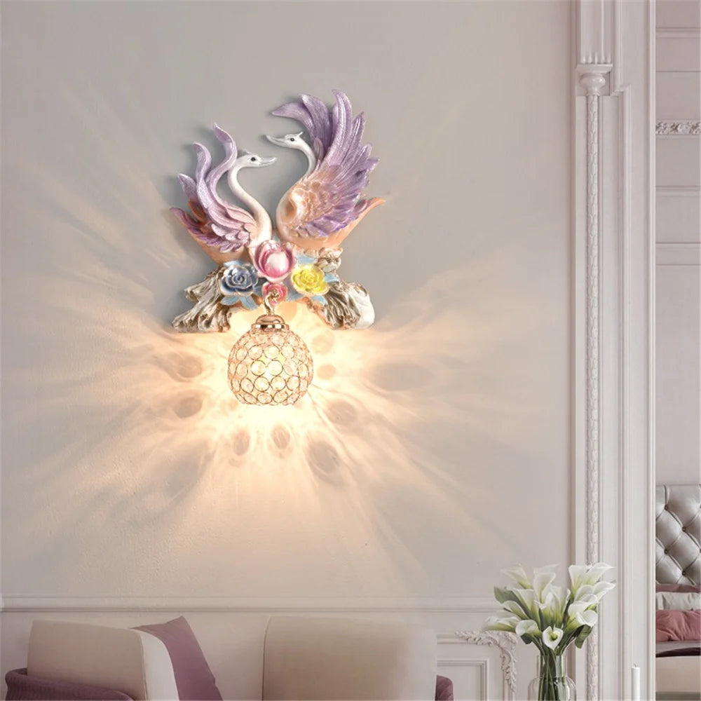 applique murale led en résine cygne décoration créative et moderne - vue 4 sur 10