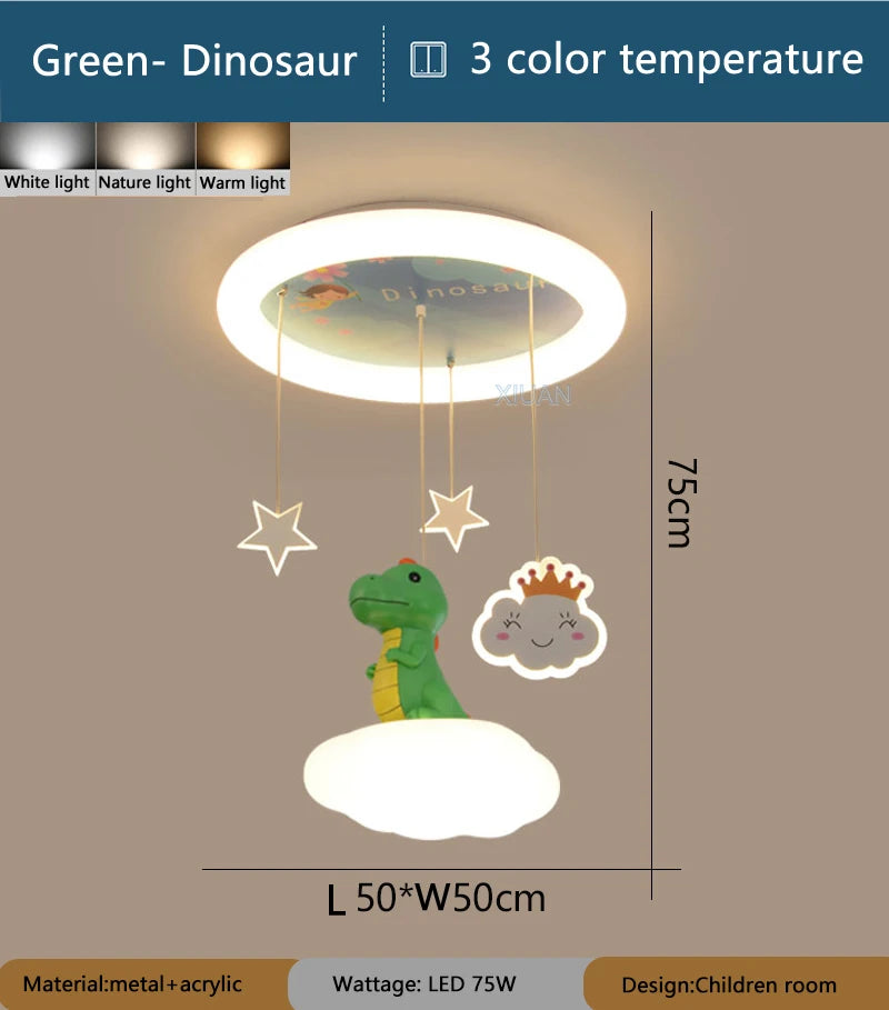 lustre créatif dinosaure led pour enfants soin des yeux - vue 8 sur 9