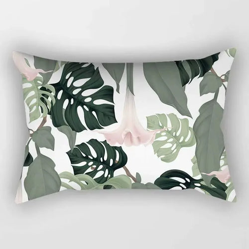 housse de coussin rectangulaire imprimée fleurs tropicales 30x50 cm