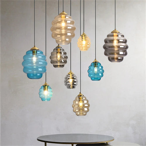 suspension en verre teinté design moderne pour éclairage intérieur - vue 2 sur 15