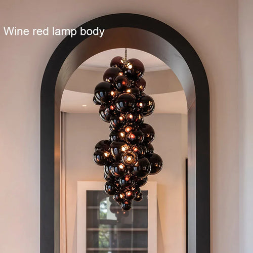 suspension en verre design italien style raisin lumineux - vue 10 sur 11