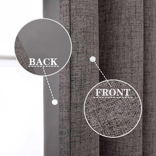 Rideau occultant faux lin extra long sur mesure - vue 5 sur 9