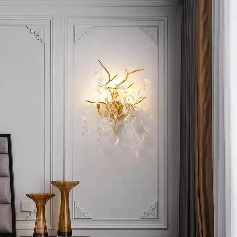 applique murale moderne en cristal et aluminium doré - vue 4 sur 21