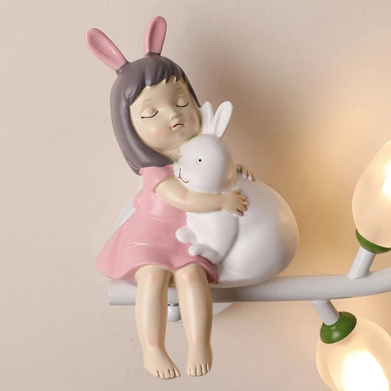 applique murale led g4 décorative avec motif lapin fille - vue 4 sur 22