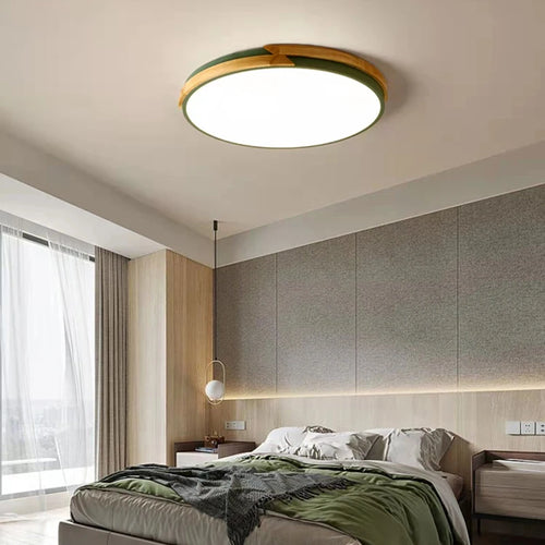 plafonnier led ultra-mince à intensité variable en bois - vue 4 sur 16
