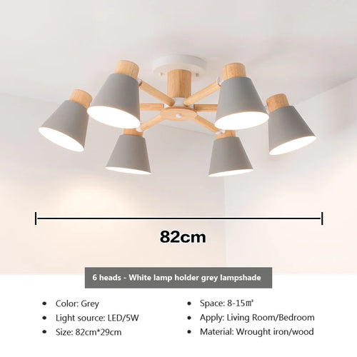 lustre nordique en bois massif éclairage moderne pour hôtel et restaurant - vue 15 sur 20