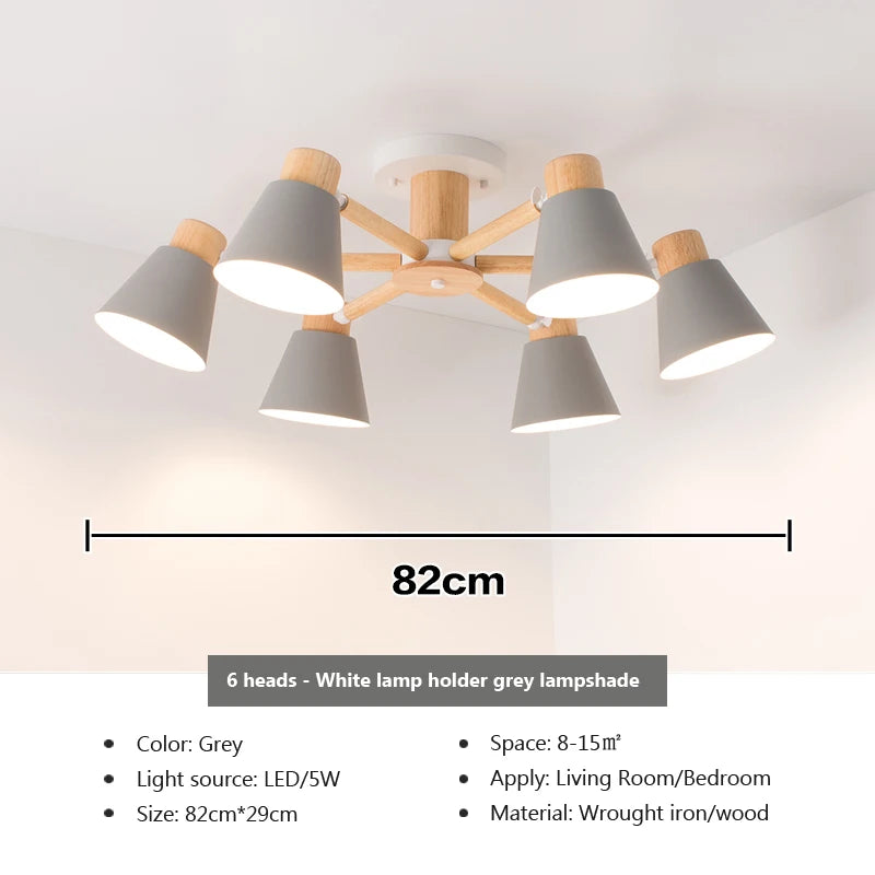 lustre nordique en bois massif éclairage moderne pour hôtel et restaurant - vue 15 sur 20