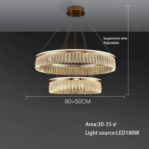 lustre sandyha moderne créatif anneau de luxe en cristal - vue 7 sur 11