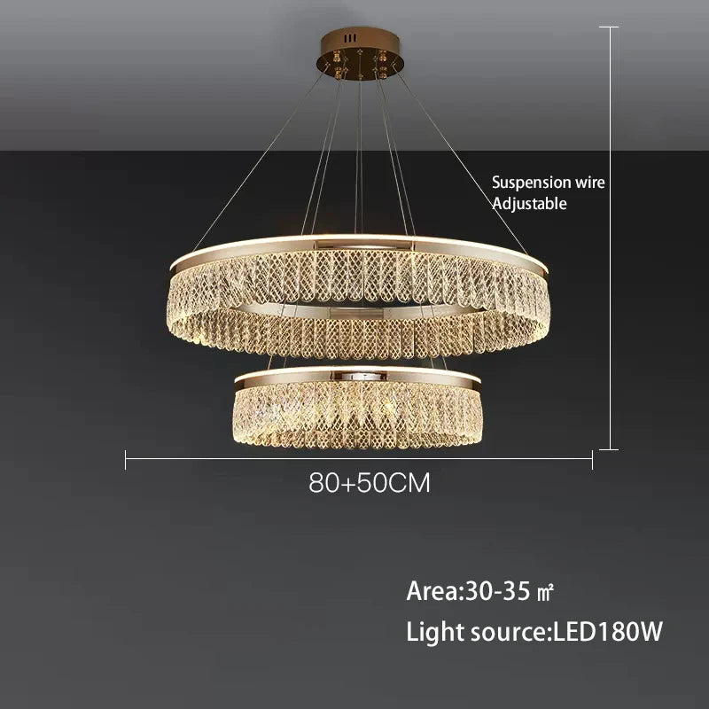 lustre sandyha moderne créatif anneau de luxe en cristal - vue 6 sur 11