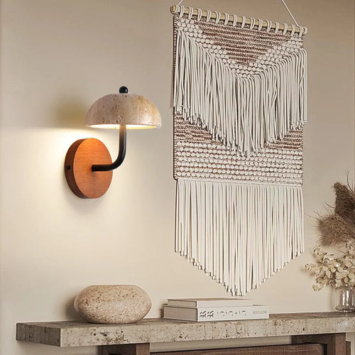applique murale led vintage en forme de champignon en pierre naturelle - vue 3 sur 6