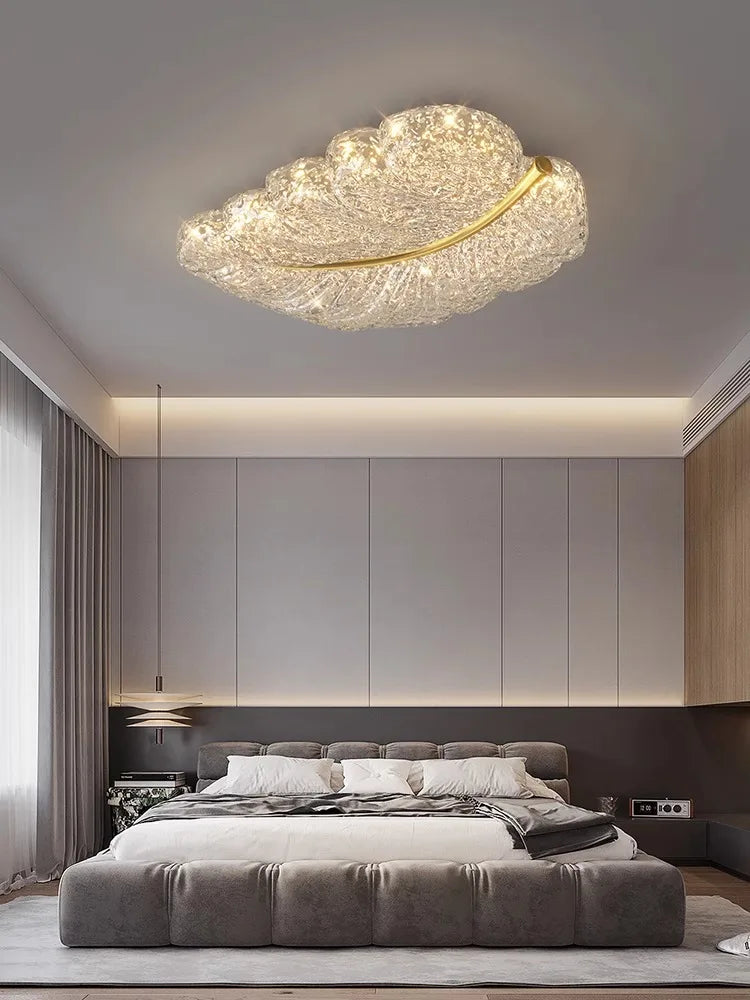 BOSSEN Scandinavian Dining Room Ceiling Pendant Light for Bedroom, Living Room Room Decoration, Gold Foil Resin Lamps and Light - vue 4 sur 15