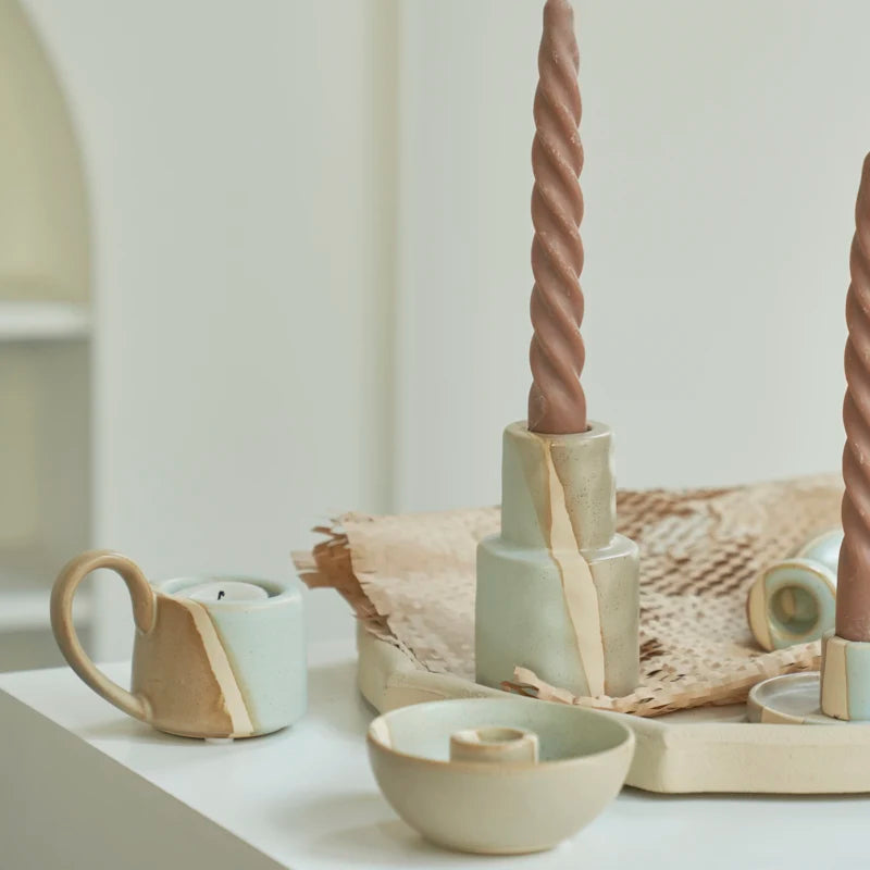 bougeoir en céramique nordique pour décoration et mariage - vue 5 sur 15