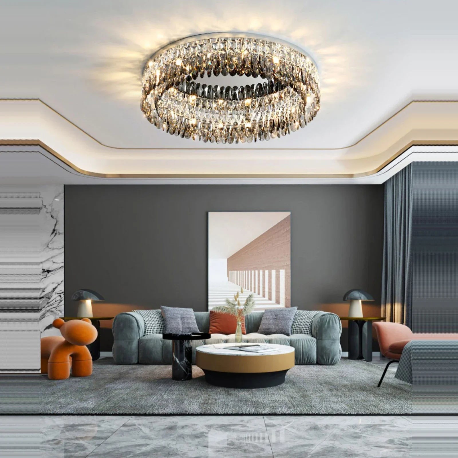 lustre moderne en cristal led design élégant pour décoration intérieure - vue 6 sur 18
