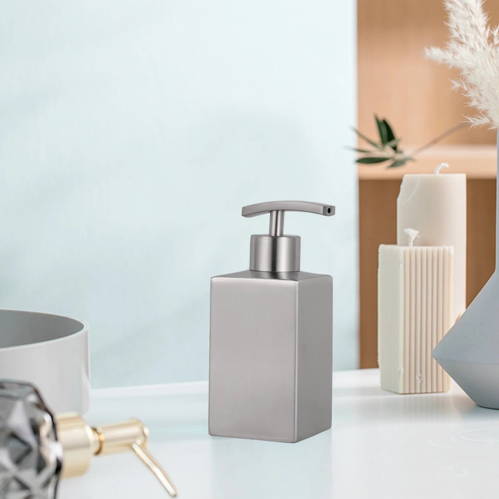 distributeur de savon pressable en acier inoxydable pour liquide - vue 7 sur 7