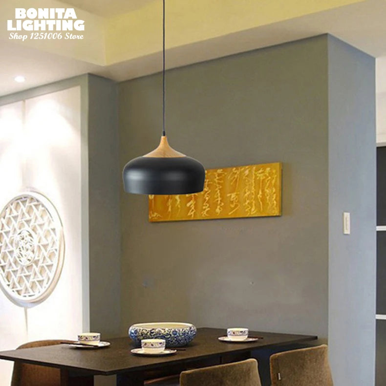 lustre en bois design nordique pour éclairage moderne - vue 6 sur 10