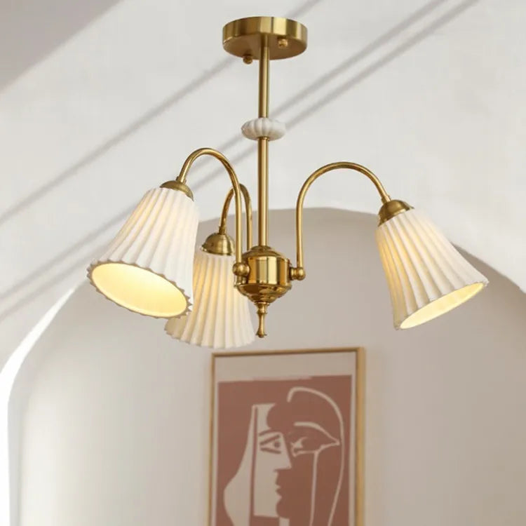 Lustre de style français rétro en céramique blanche - vue 8 sur 11