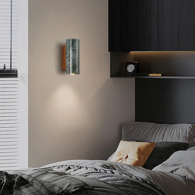 applique murale led en marbre support chevet décorative nordique hôtel - vue 3 sur 8