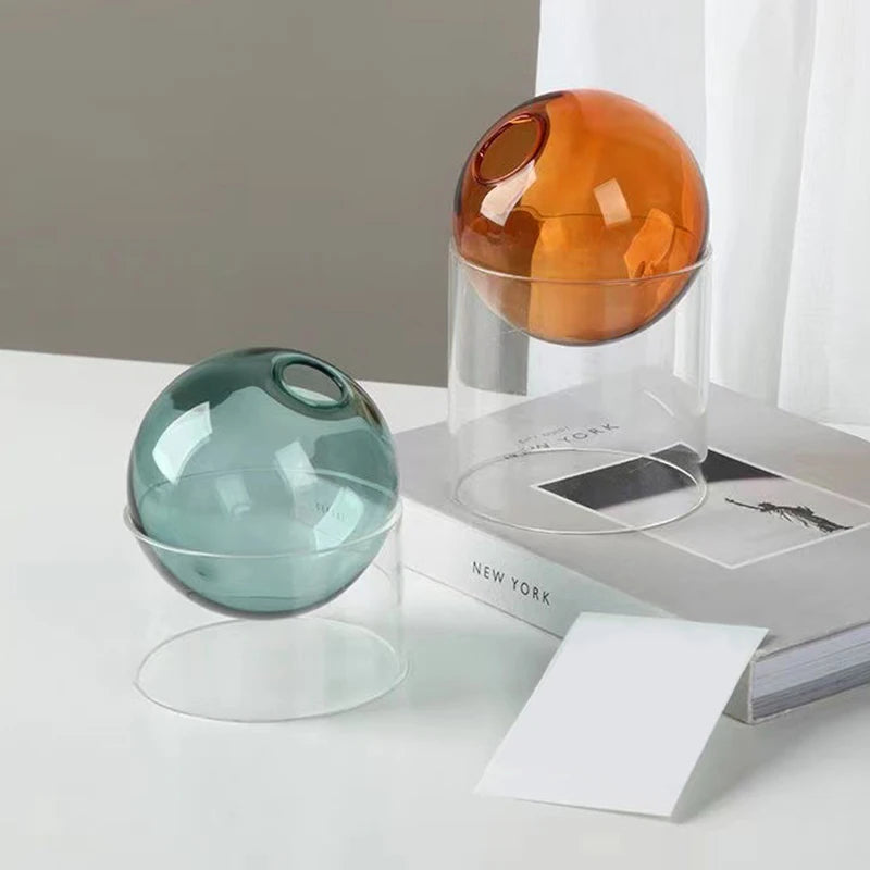 mini vase rond en verre pour décoration hydroponique écologique - vue 5 sur 18