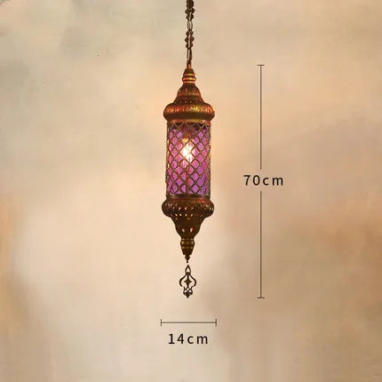 lustre industriel rétro en fer et verre coloré pour établissements asiatiques - vue 10 sur 14