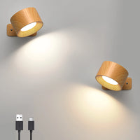 applique murale LED ronde directionnelle en bois