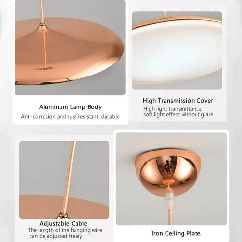 lampe led suspendue design nordique avec soucoupe volante - vue 6 sur 14