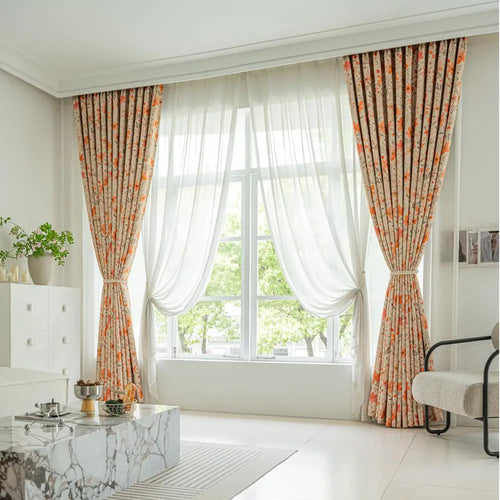 Rideau floral occultant thermique pour salon chambre - vue 4 sur 7