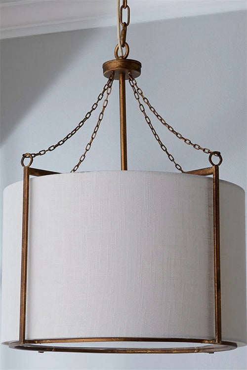 Lustre vintage en tissu ombre style lanterne - vue 3 sur 5