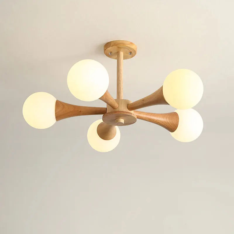 lustre nordique en bois et verre design ferme pour intérieur moderne - vue 9 sur 9